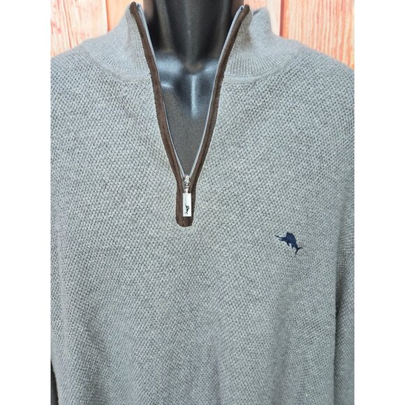 Tommy Bahama Gray Mens Half-Zip Sweater XXXL Cotton/Cashmere/Silk - Picture 3 of 9